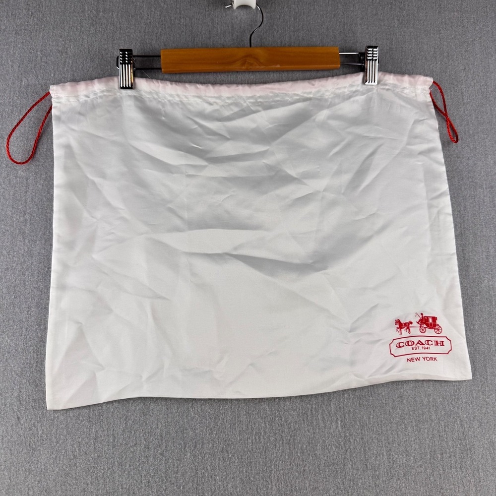 Coach White Satin Drawstring Dust Bag Storage Pouch 19x15 Y2K‎ Vintage